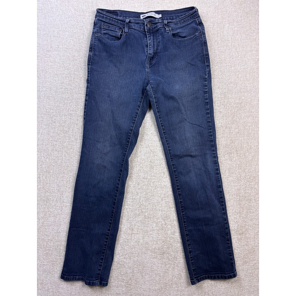 Levis 505 Straight Leg Jeans Womens 8 Dark Wash Blue Denim Mid Rise Stretch